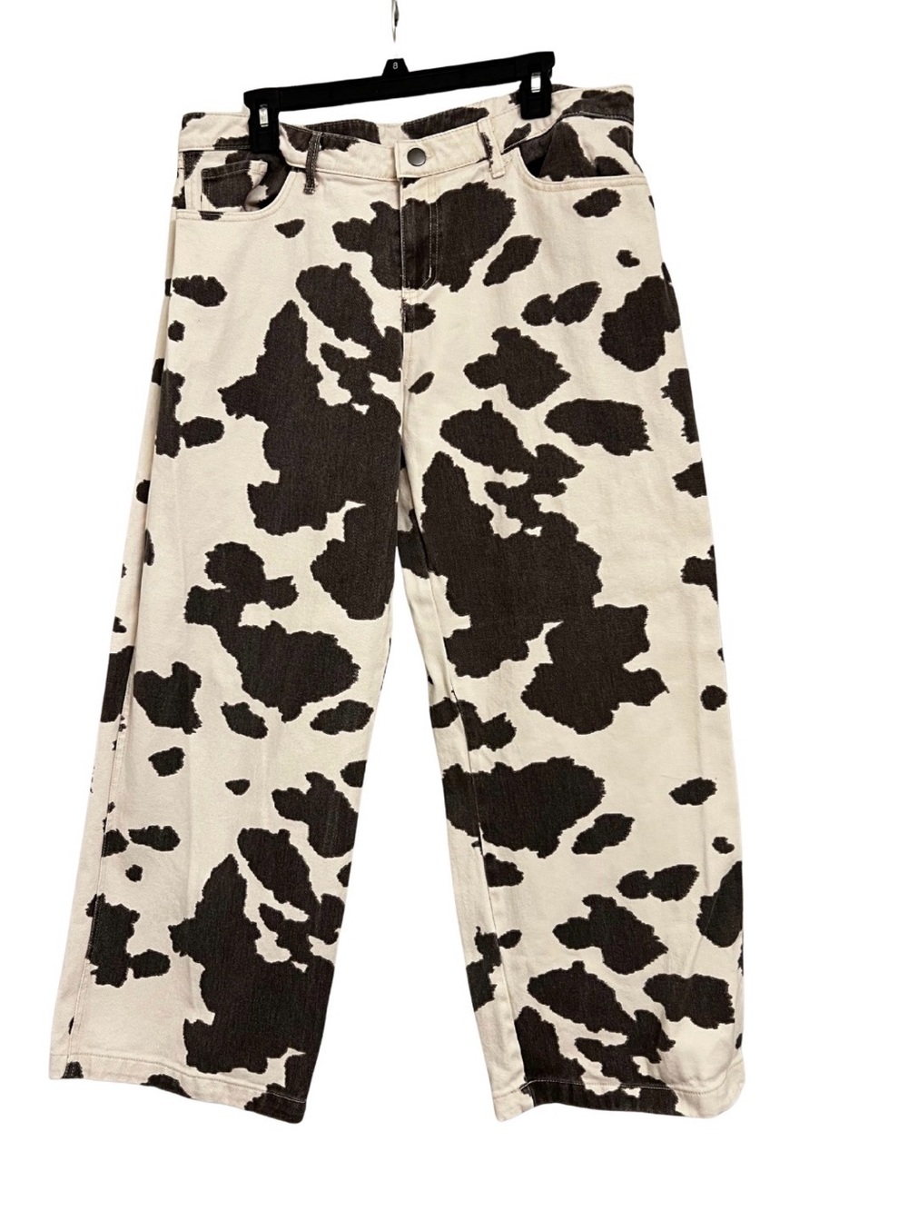 wild fable Black & Cream Cow-Print Wide Leg Jeans